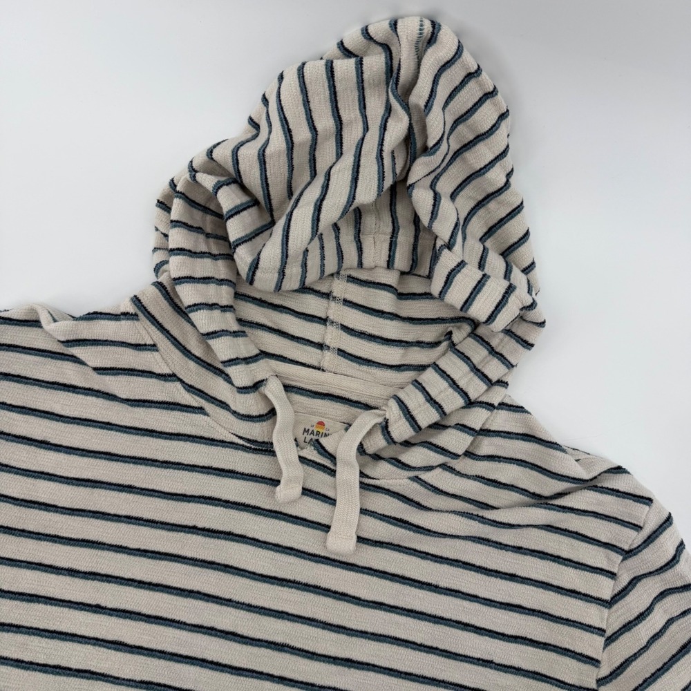 Marine Layer Hoodie Womens Medium/Large Cream Blue Striped‎ Long Sleeve